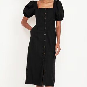 OLD NAVY - Linen-Blend Button-Front Midi Dress - XL - Never worn!